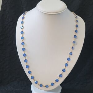 Blue and Gold Beaded Necklace with Elegant Design
